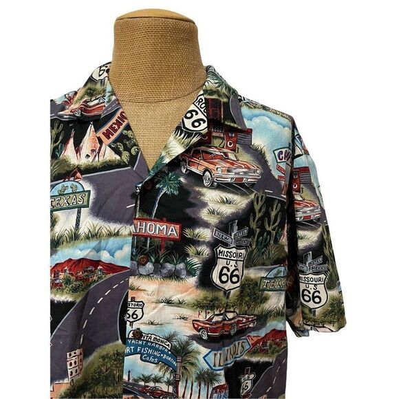 PACIFIC LEGEND Short Sleeve Button Front Shirt World Travel‎ States Size 2XL - Picture 3 of 5